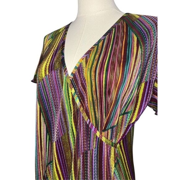 Vintage Robbie Bee Women’s Large Tiered Wrap Dress Multicolor Ribbed 90s - Picture 2 of 6